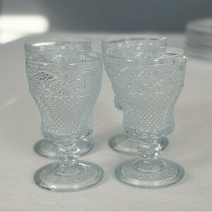 Clear Pressed Glass Goblets - Set of 4